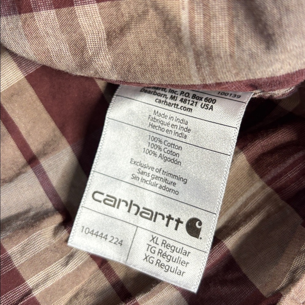 Carhartt relaxed fit  full button down Plaid long sleeve Shirt  double pocket XL - Picture 7 of 10